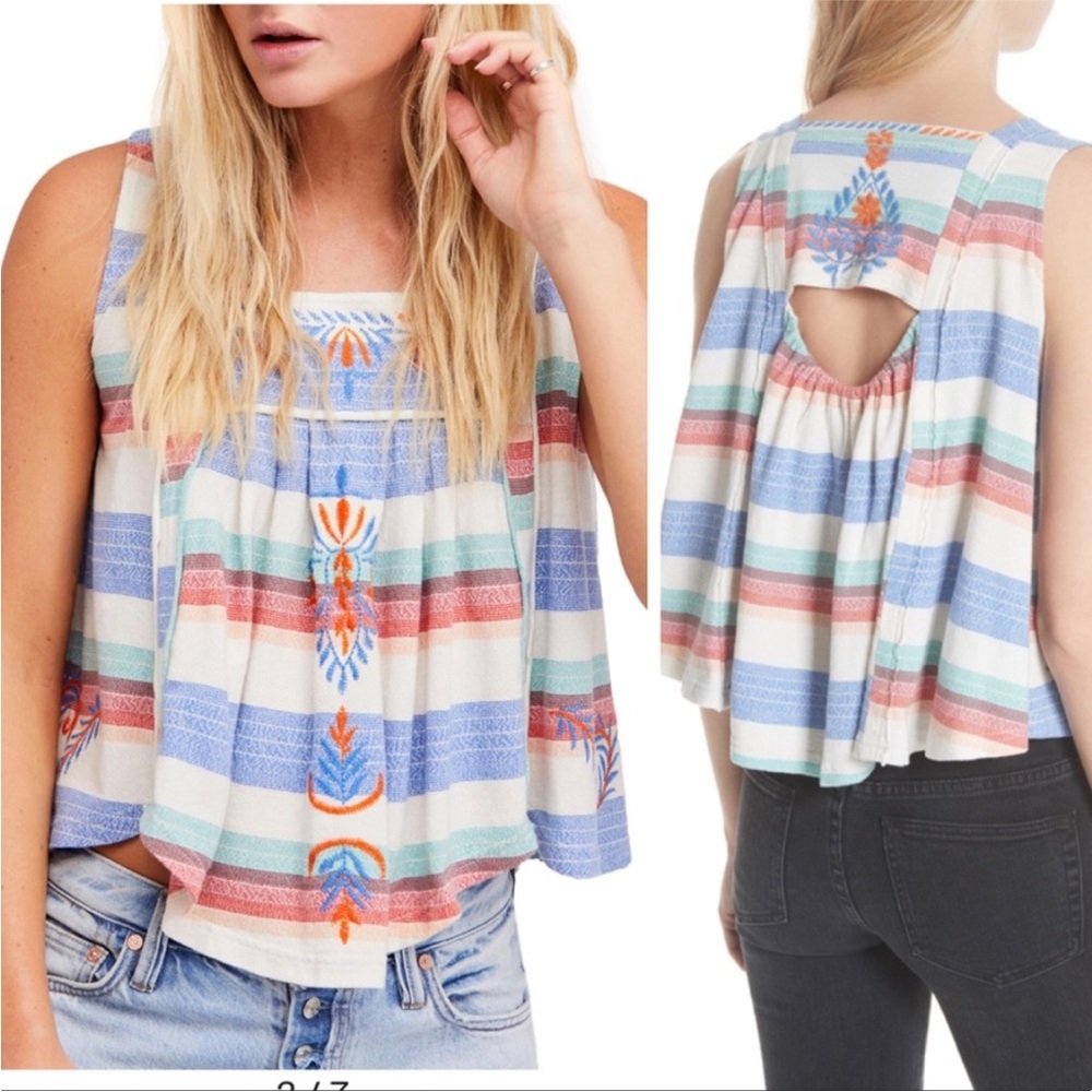 Free People Embroidered Women's sleeveless Crop  Top S